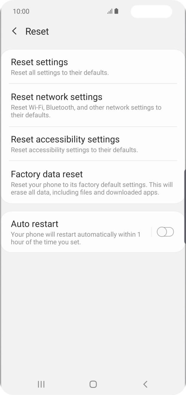 Press Factory data reset.