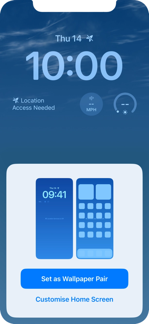 To use the same colour theme on the home screen, press Set as Wallpaper Pair. To use the same colour theme on the home screen, press Set as Wallpaper Pair.