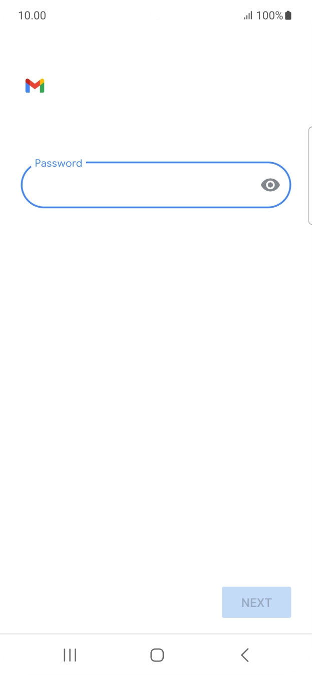 Press the field below 'Password' and key in the password for your email account.