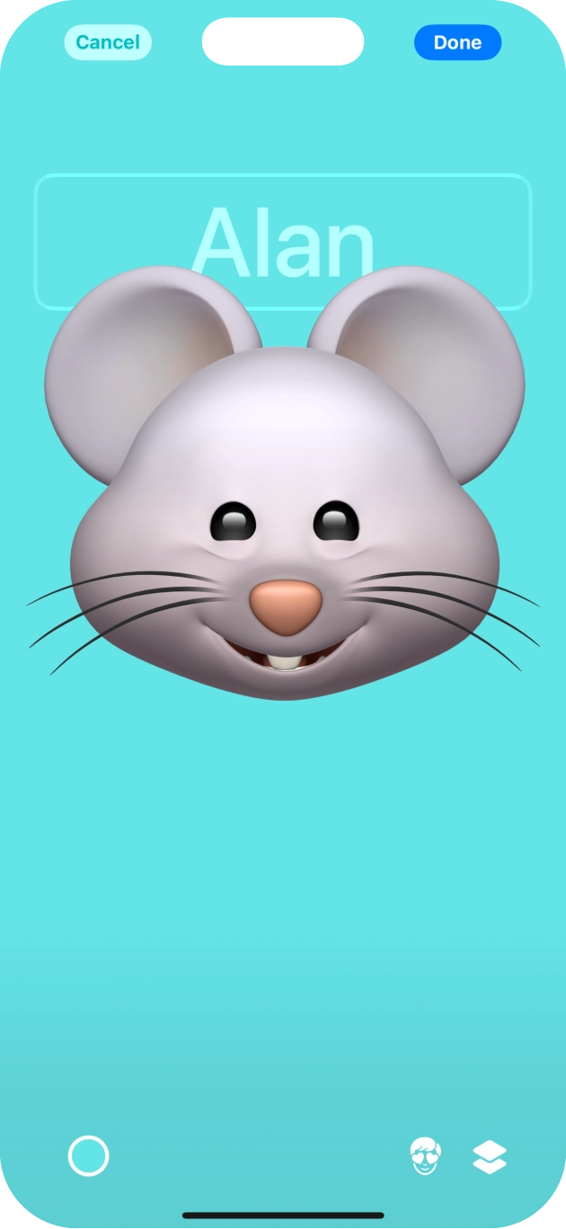 Press the name field and follow the instructions on the screen to select the required font and colour for your name on the Contact Poster.