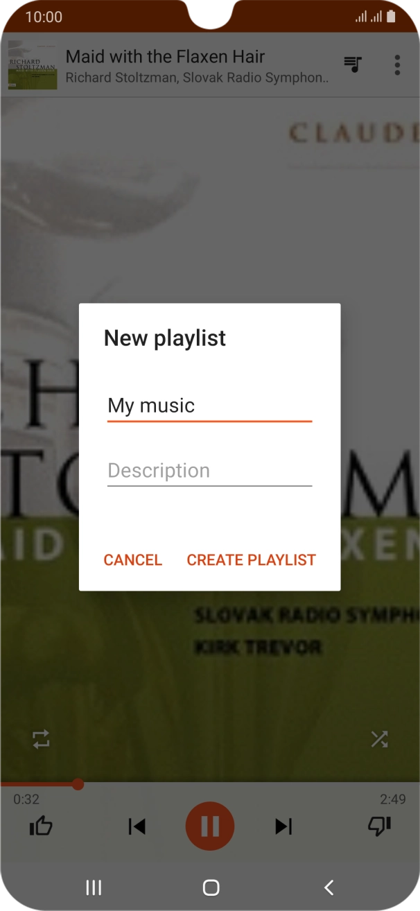 Key in a name for the playlist and press CREATE PLAYLIST. Key in a name for the playlist and press CREATE PLAYLIST.