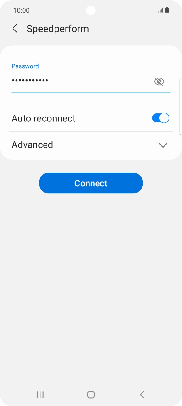 Key in the password for the WiFi network and press Connect.