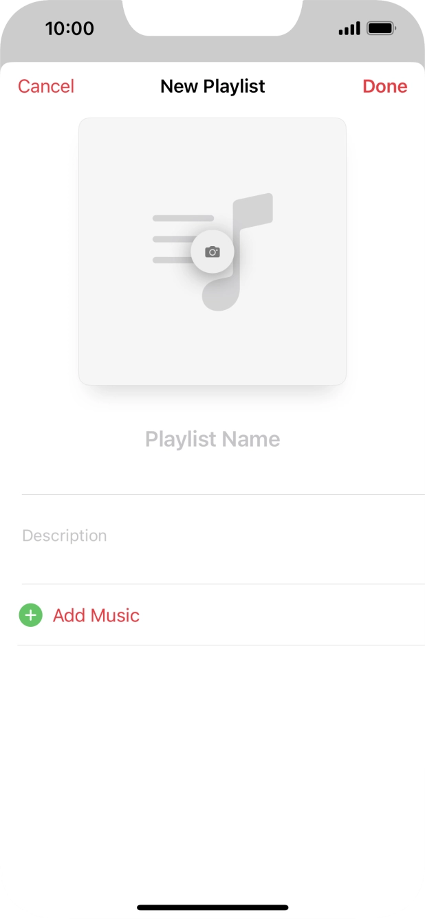 Press the text input field and key in a name for the playlist.