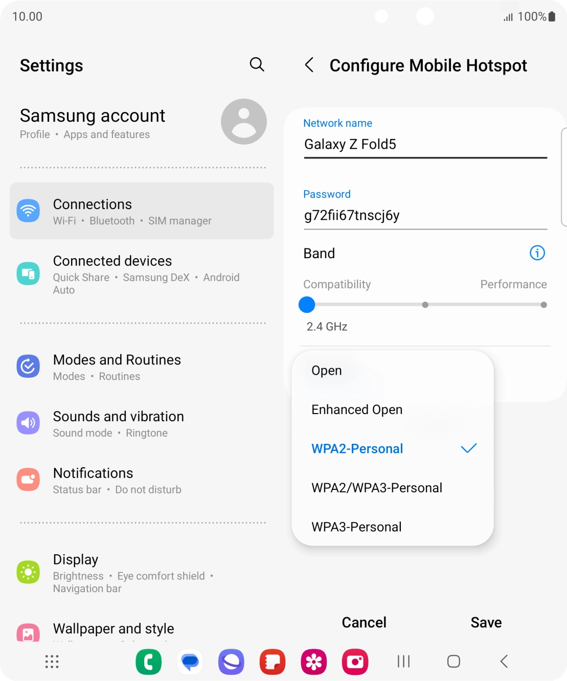 Press WPA3-Personal to password protect your WiFi hotspot.
