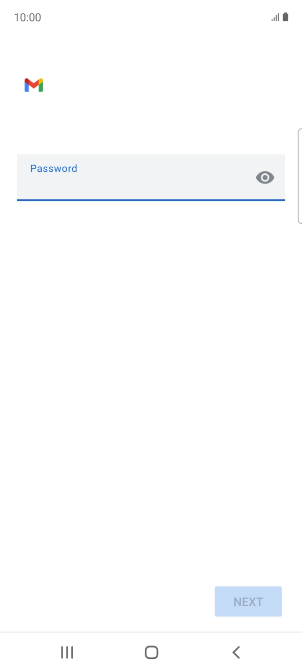 Press the field below 'Password' and key in the password for your email account. Press the field below 'Password' and key in the password for your email account.