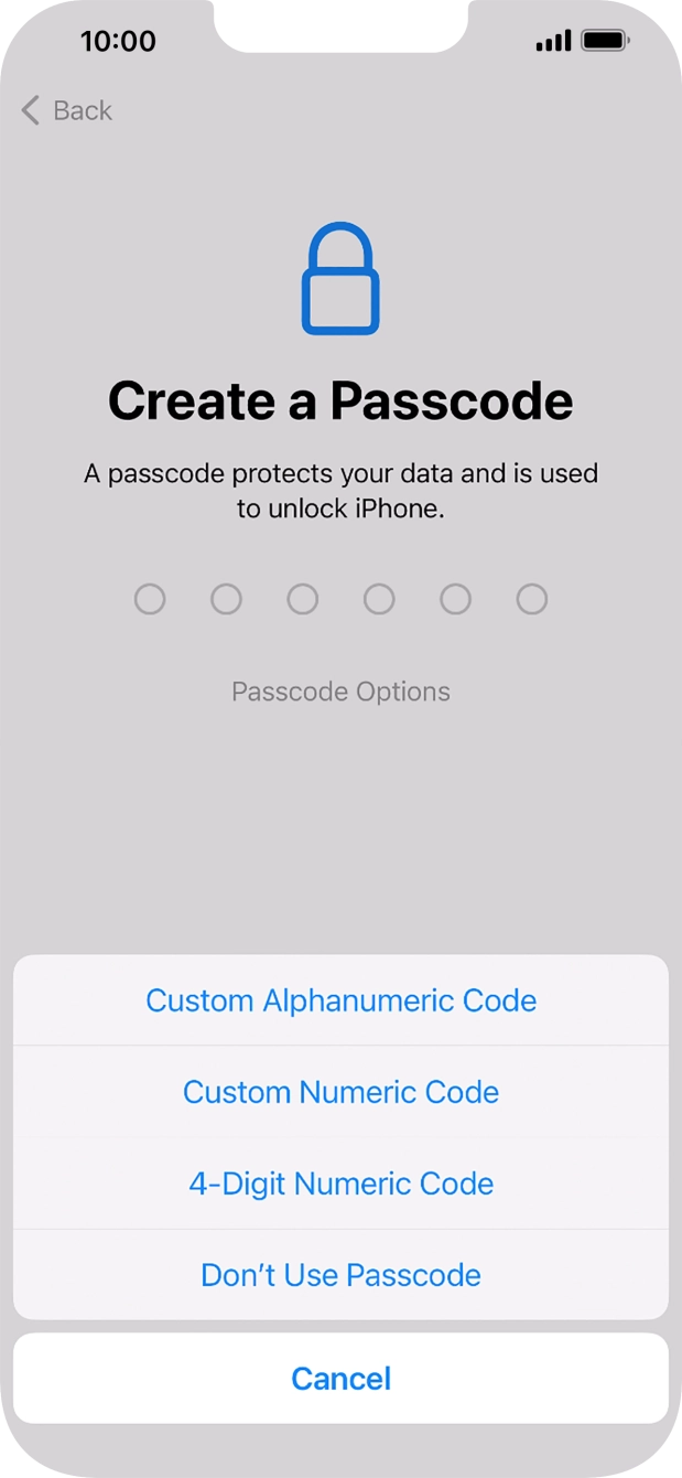 Follow the instructions on the screen to turn on the phone lock code or press Don't Use Passcode. Follow the instructions on the screen to turn on the phone lock code or press Don't Use Passcode.