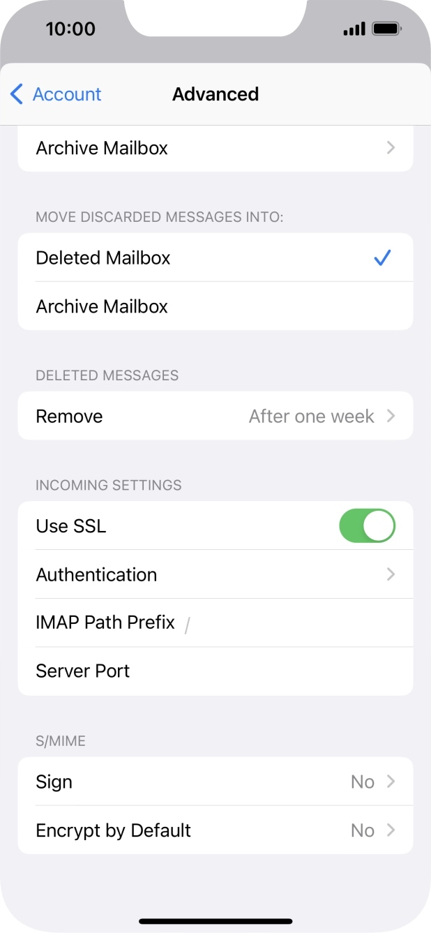Press the indicator next to 'Use SSL' to turn off the function.