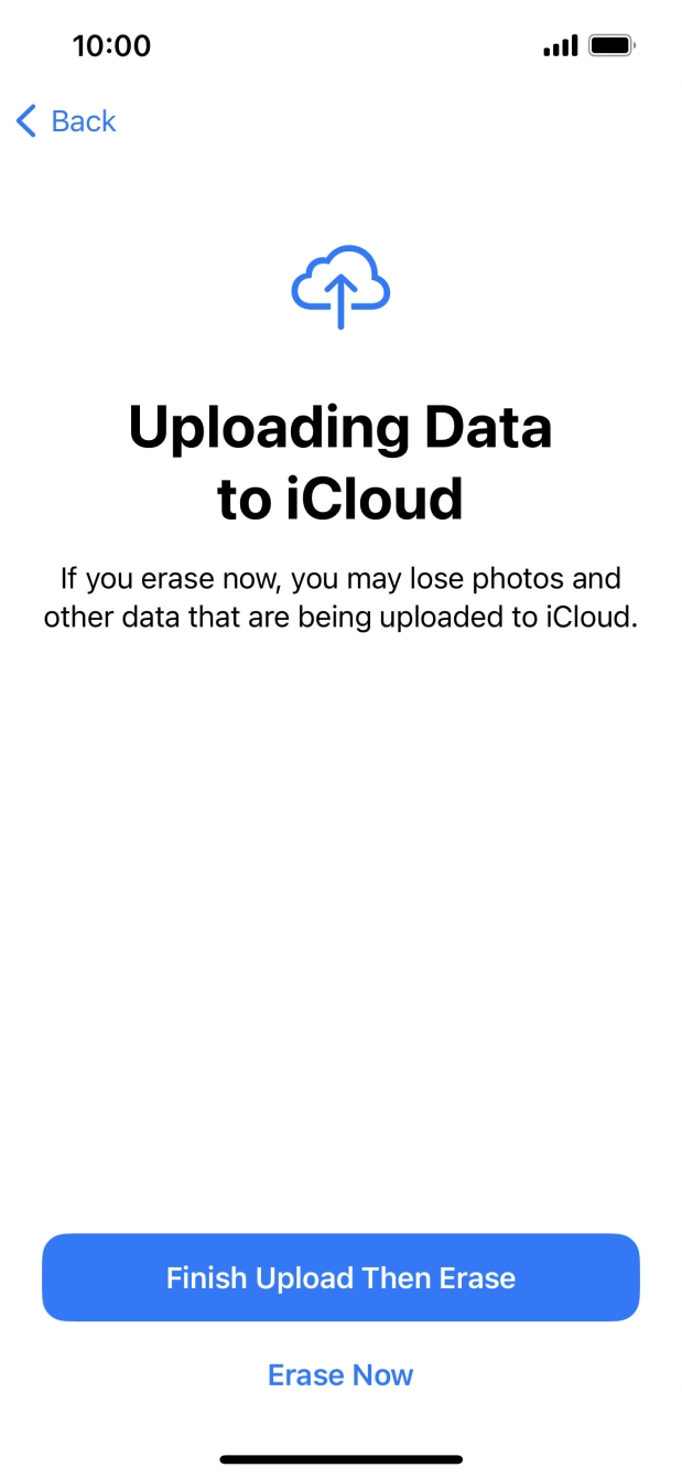 Press the required setting.