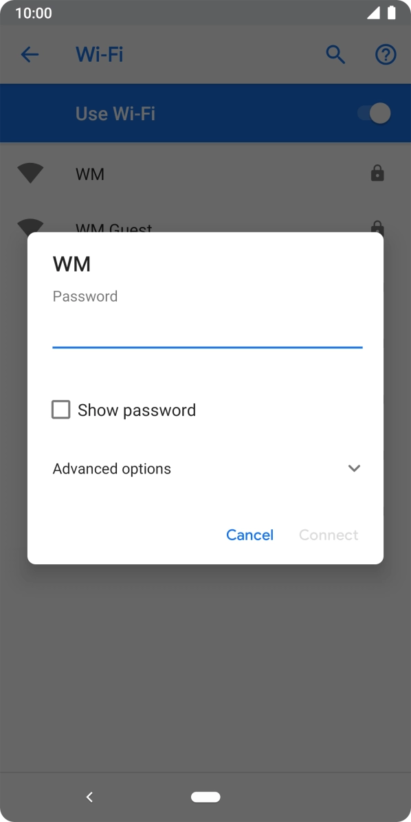 Press the field below 'Password'.