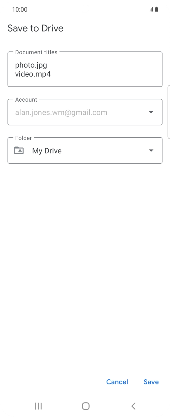 Press the field below 'Folder' and go to the required folder.