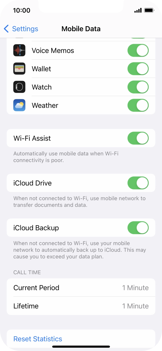 Press the indicator next to 'Wi-Fi Assist' to turn the function on or off. Press the indicator next to 'Wi-Fi Assist' to turn the function on or off.