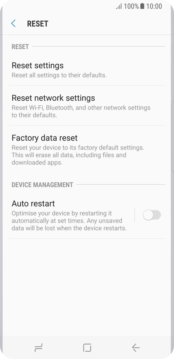 Press Factory data reset.