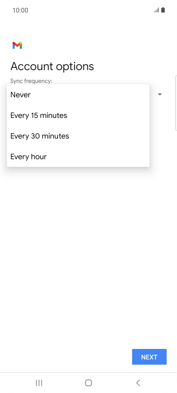 Press the required setting.