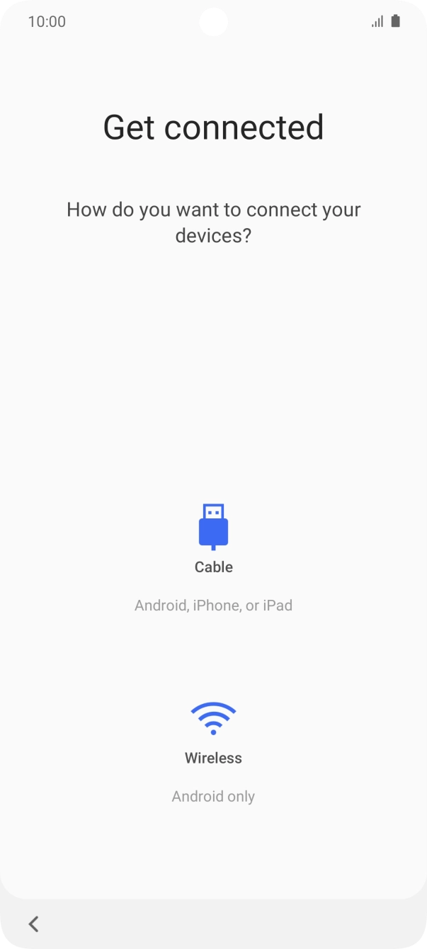 Press the required transfer method and follow the instructions on the screen to transfer the content from another phone.
