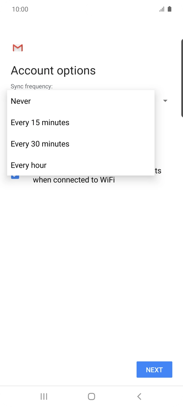Press the required setting.