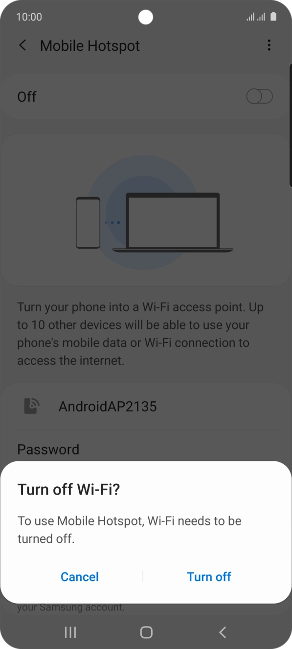 If WiFi is turned on, press Turn off.
