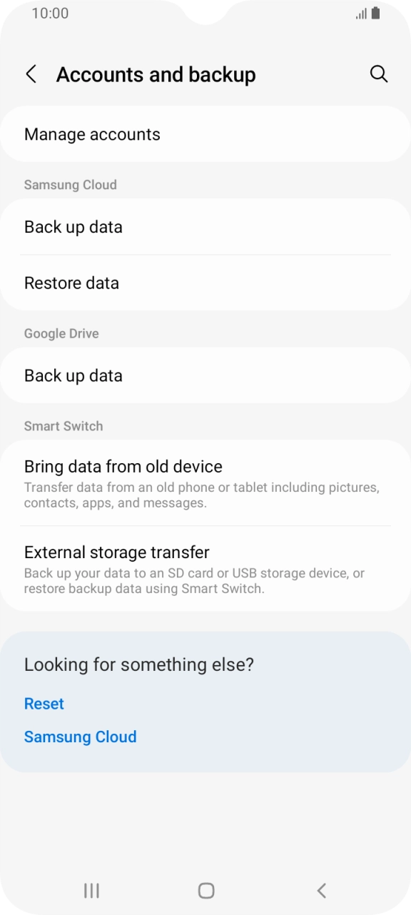 Press Manage accounts. Press Manage accounts.