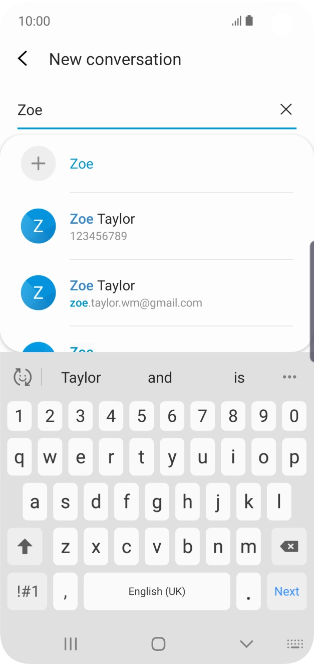 Press the required contact. Press the required contact.