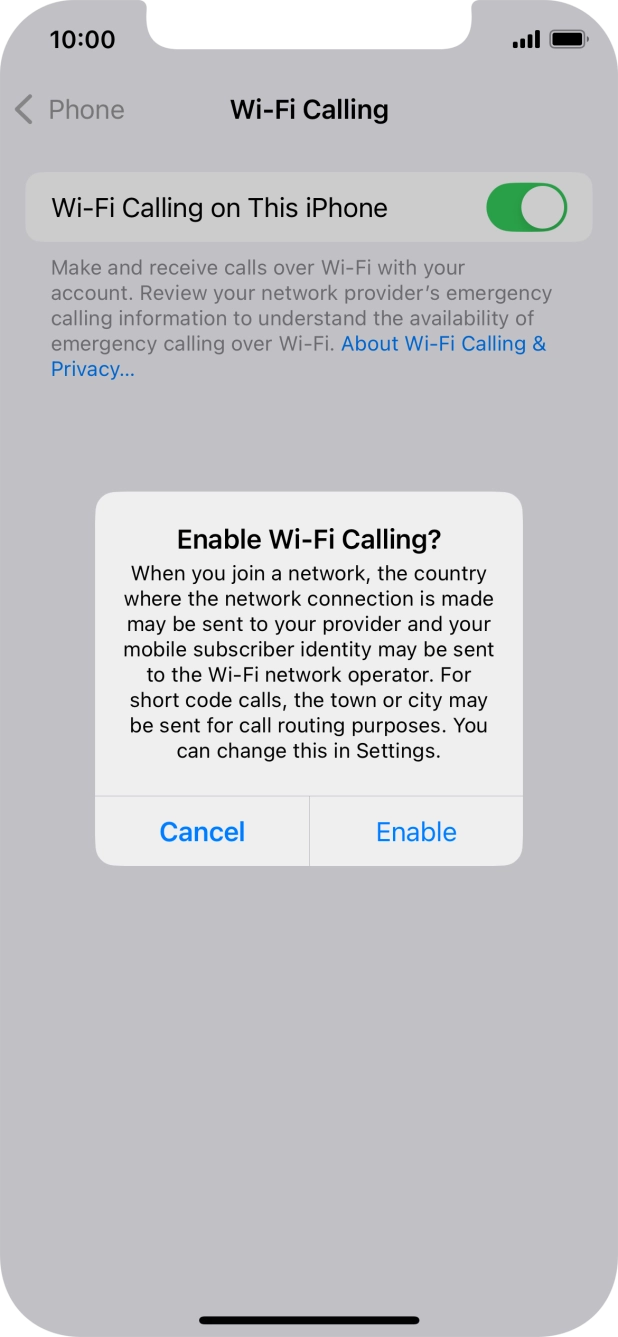 If you turn on the function, press Enable.