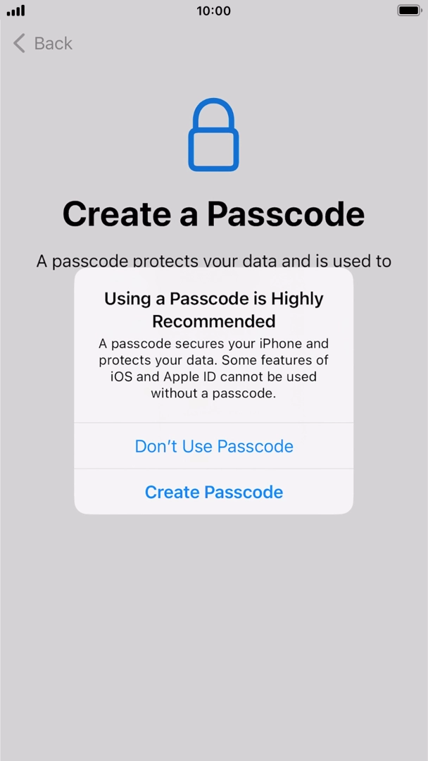 If you turn off the function, press Don't Use Passcode.