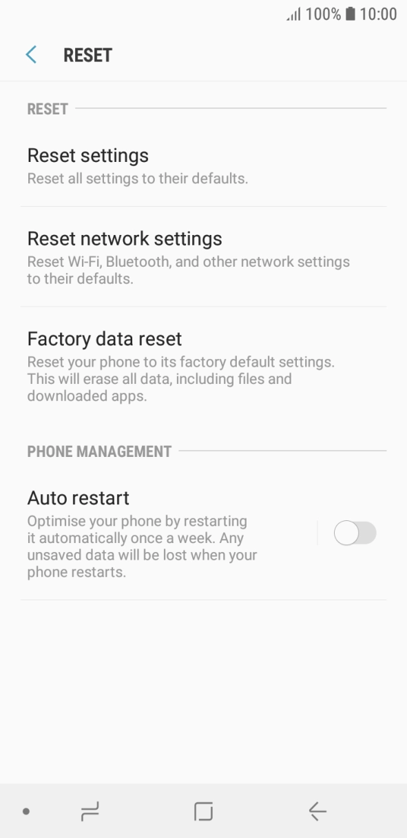 Press Factory data reset.