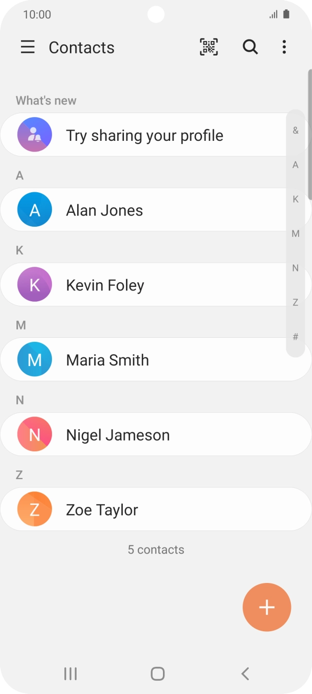 Press the required contact.
