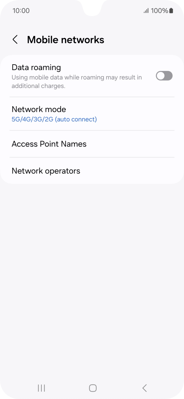 Press the indicator next to 'Data roaming' to turn the function on or off.