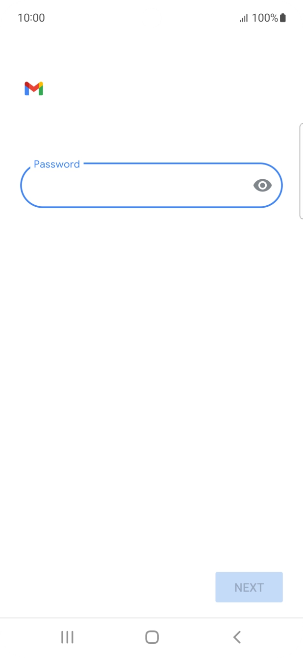 Press the field below 'Password' and key in the password for your email account. Press the field below 'Password' and key in the password for your email account.