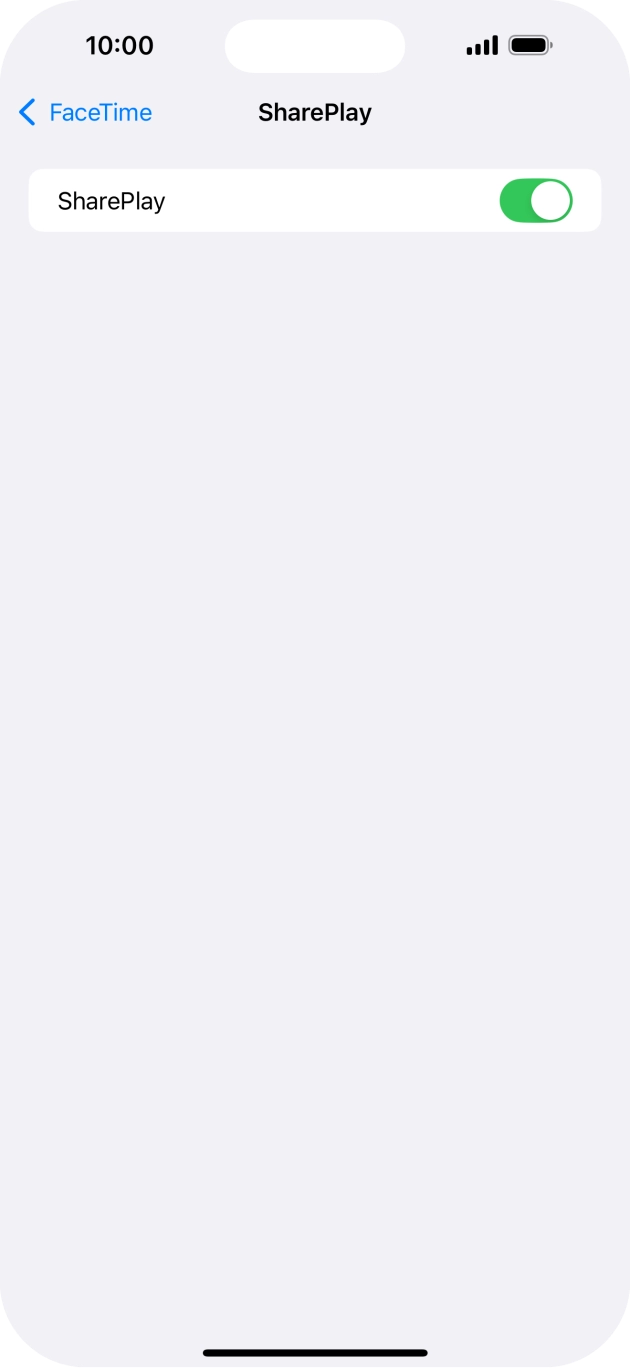 Press the indicator next to 'SharePlay' to turn the function on or off.