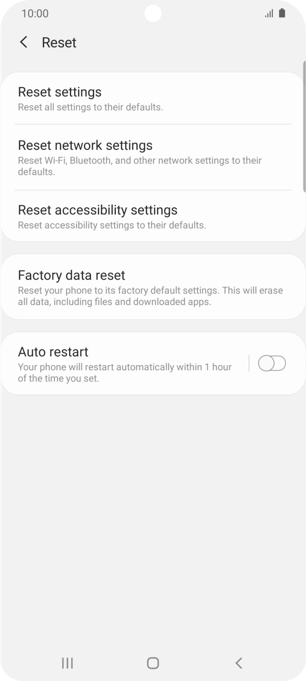 Press Factory data reset.