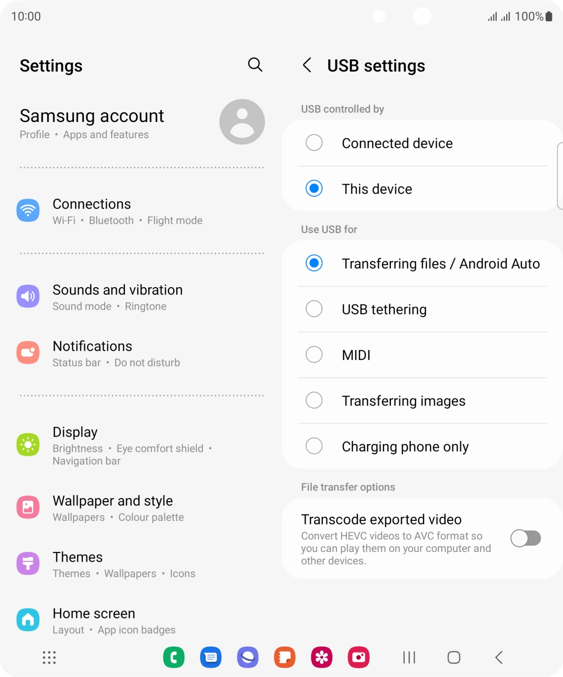 Press Transferring files / Android Auto. Press Transferring files / Android Auto.