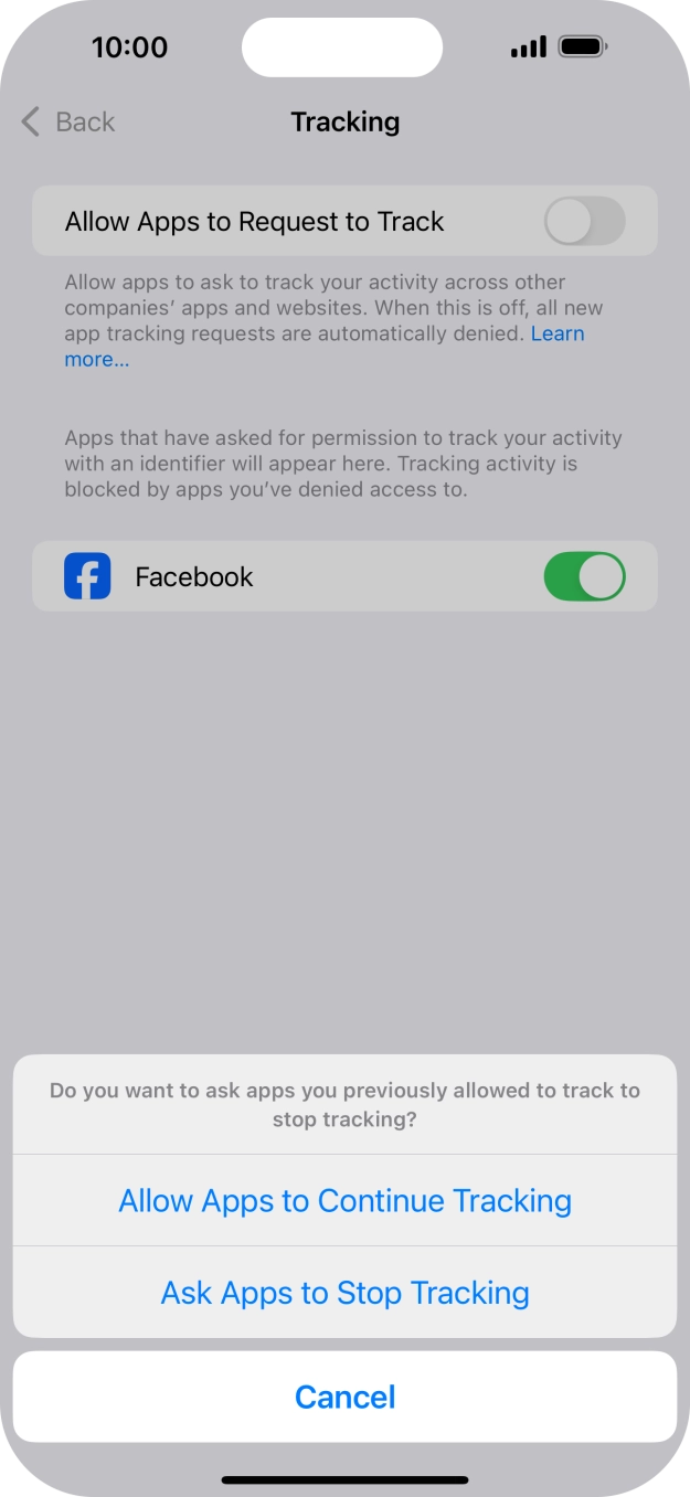 If you turn off the function, press the required setting.