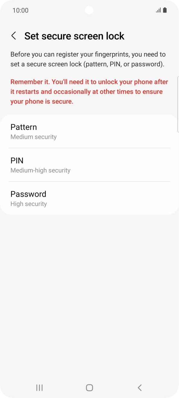 Press the required phone lock code and follow the instructions on the screen to create an additional phone lock code.
