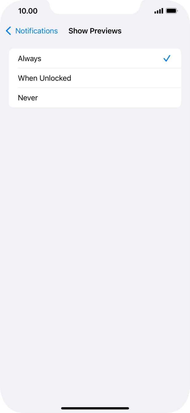 To select notification preview on the lock screen, press Always. To select notification preview on the lock screen, press Always.