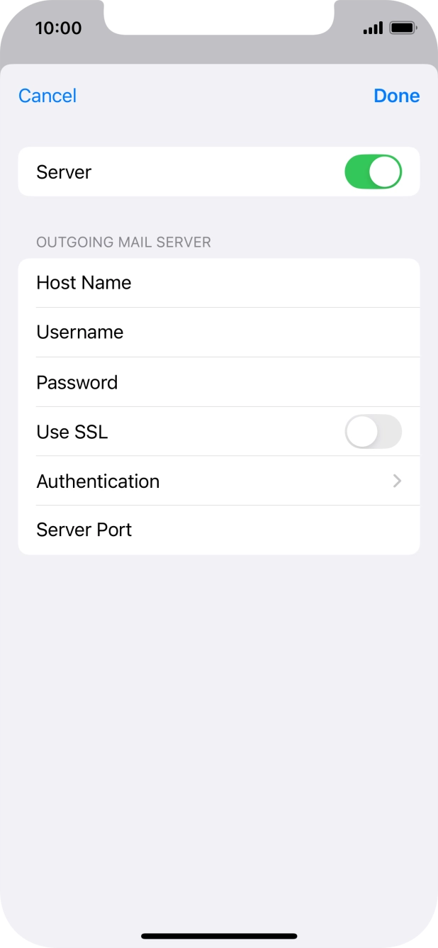 Press the indicator next to 'Use SSL' to turn on the function.