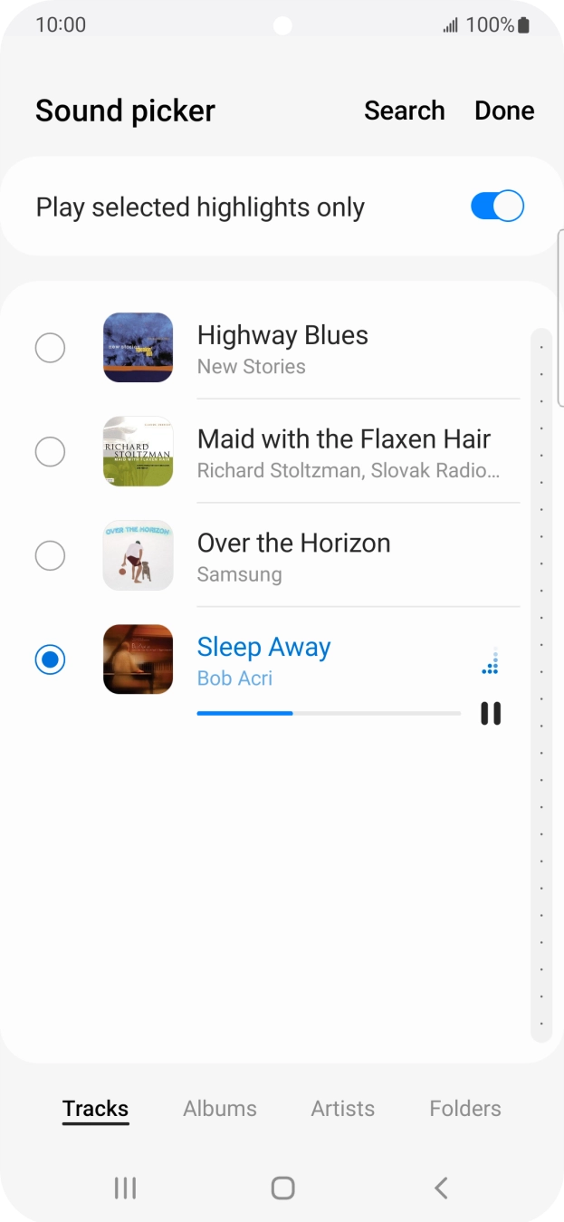 Once you've found a ring tone you like, press Done.
