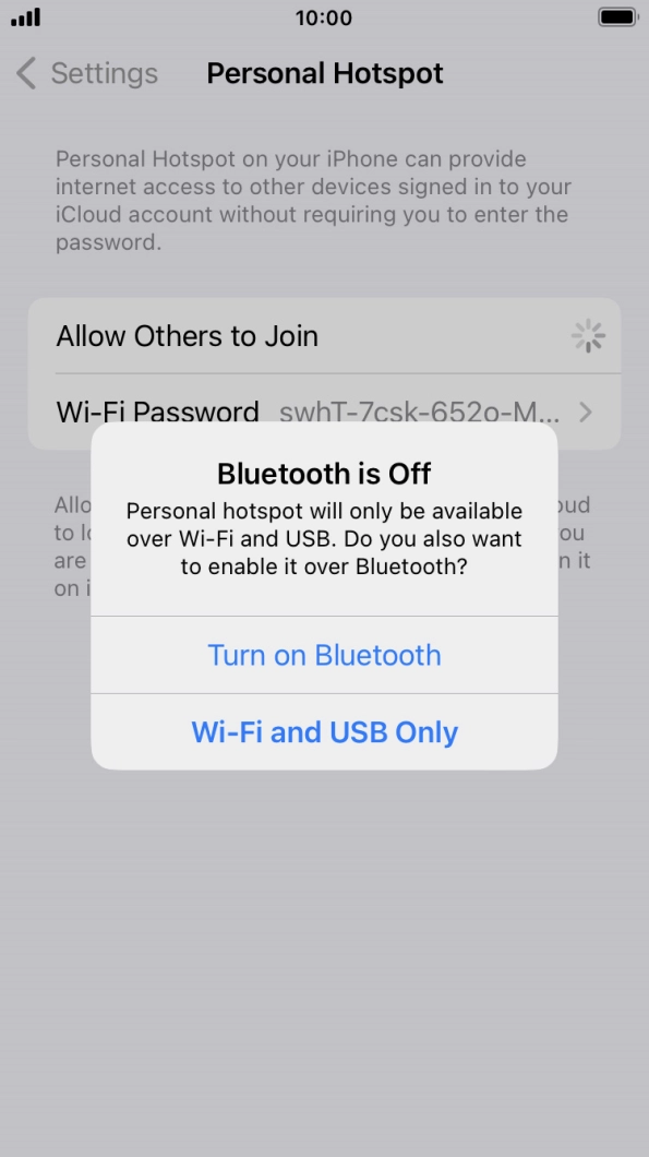 If WiFi is turned on, press Wi-Fi and USB Only.