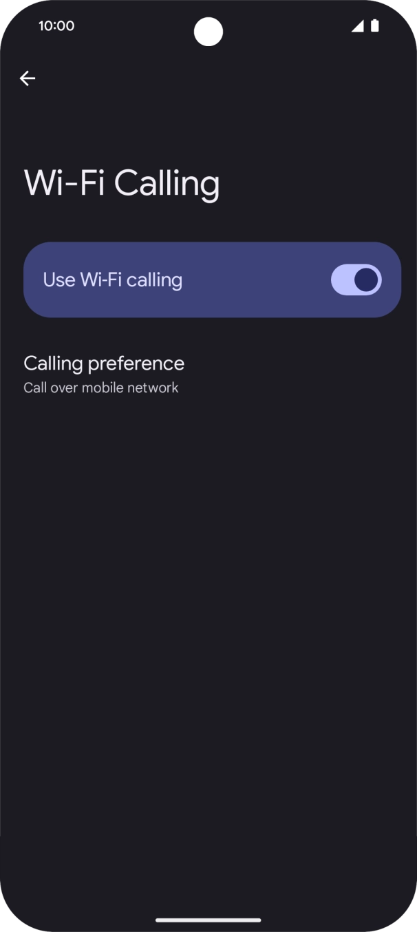 Press the indicator next to 'Use Wi-Fi calling' to turn the function on or off. Press the indicator next to 'Use Wi-Fi calling' to turn the function on or off.
