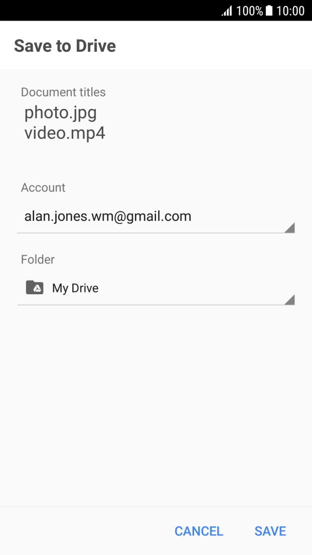 Press the field below 'Folder' and go to the required folder.