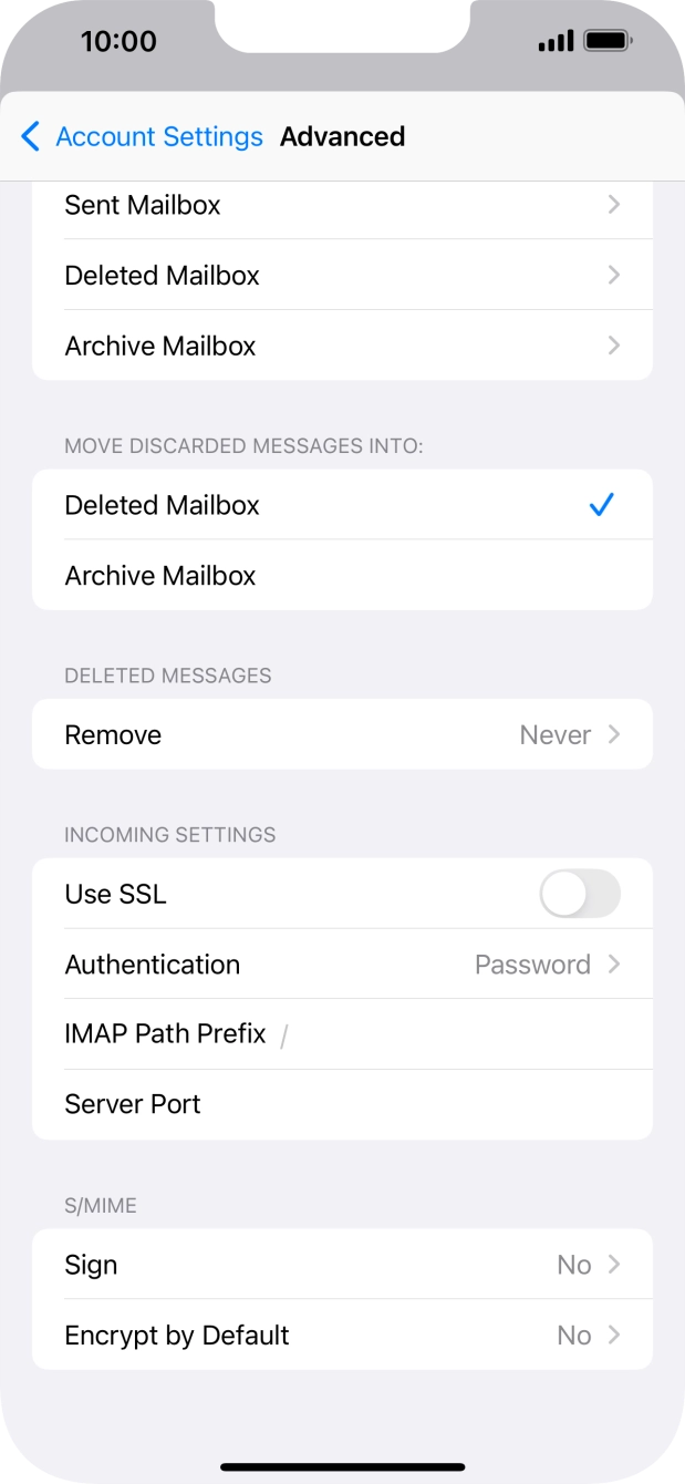 Press the indicator next to 'Use SSL' to turn on the function.