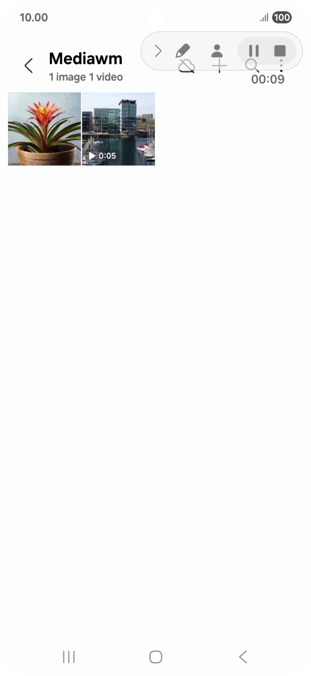 Press the stop icon to stop the recording.