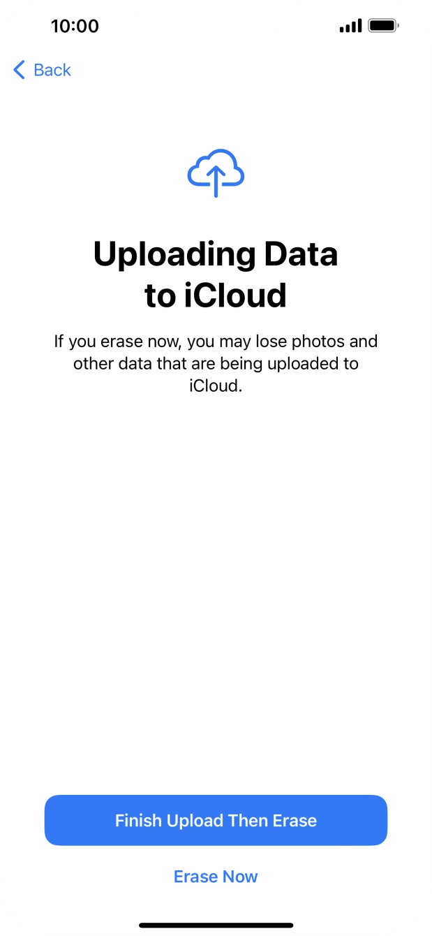 Press the required setting.