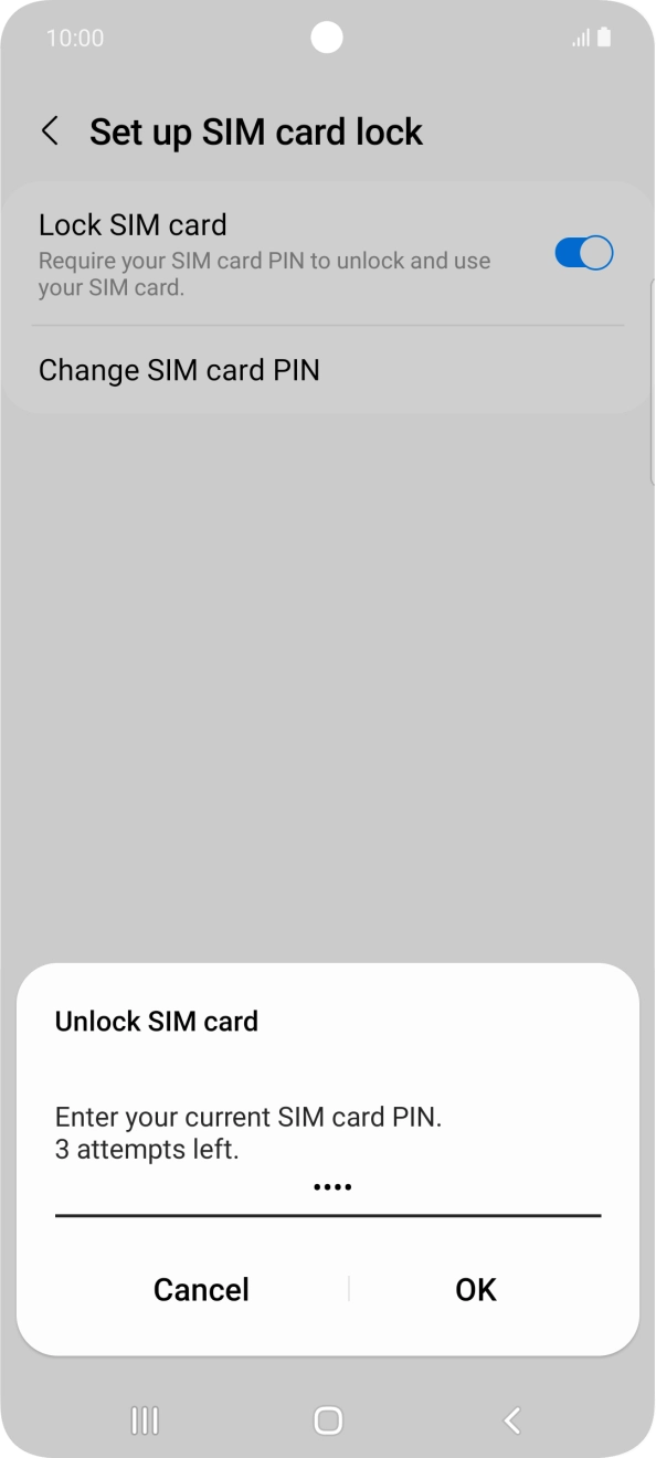 Key in your SIM PIN and press OK. The default SIM PIN is 0000.