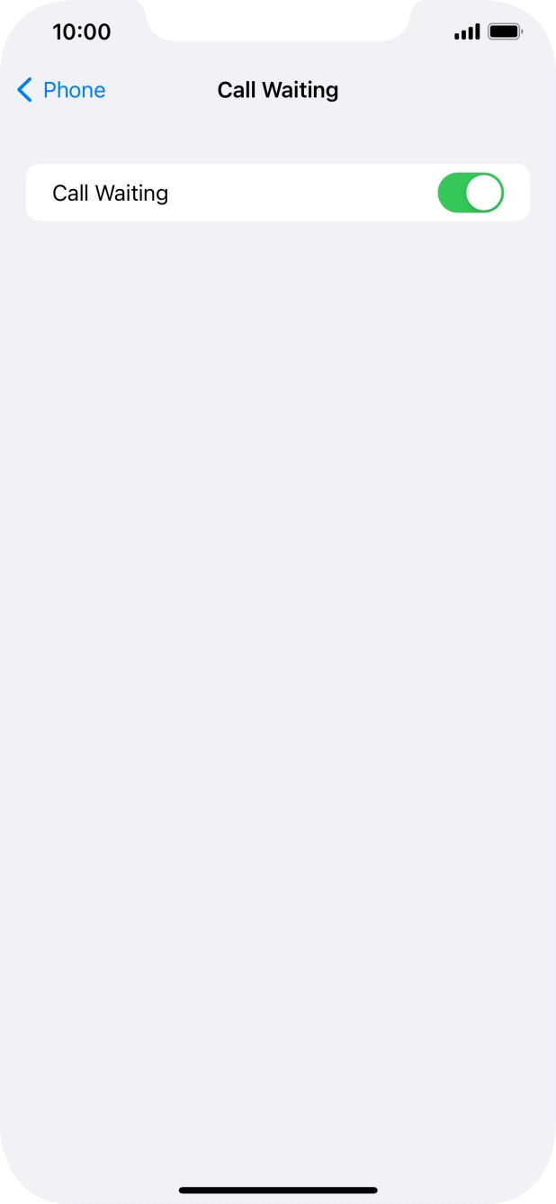 Press the indicator next to 'Call Waiting' to turn the function on or off.