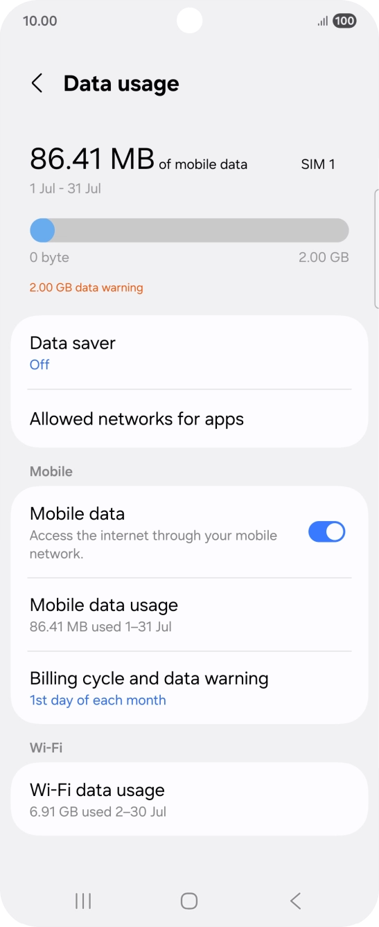 The total data usage is displayed.
