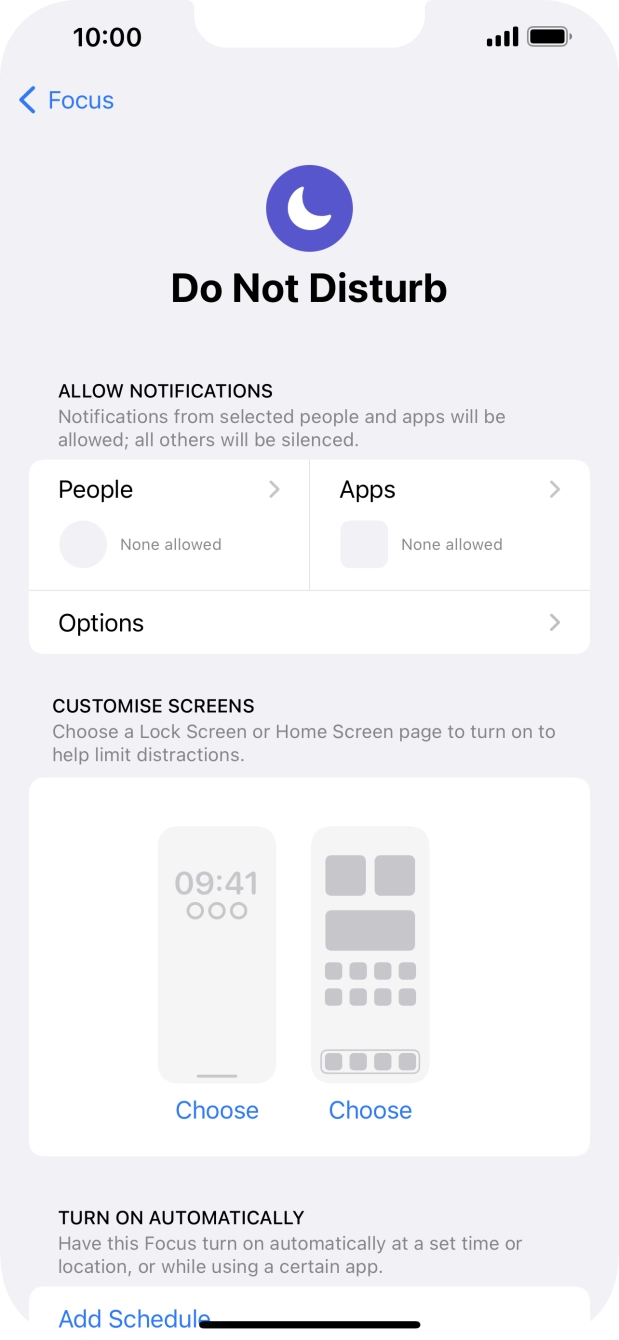 Press People and follow the instructions on the screen to select which contacts you would like to receive calls and notifications from when Do Not Disturb is turned on.
