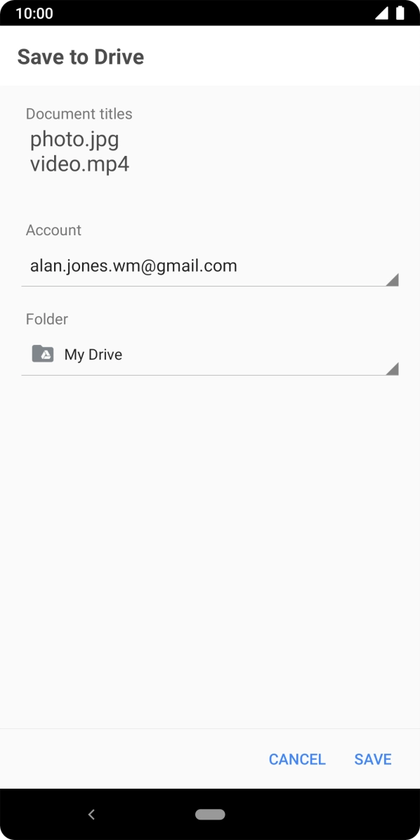 Press the field below 'Folder' and go to the required folder.