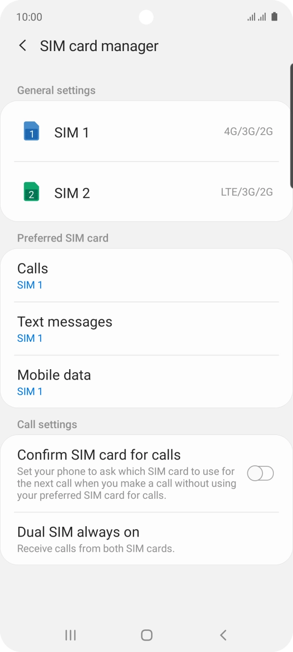 Press the required SIM.
