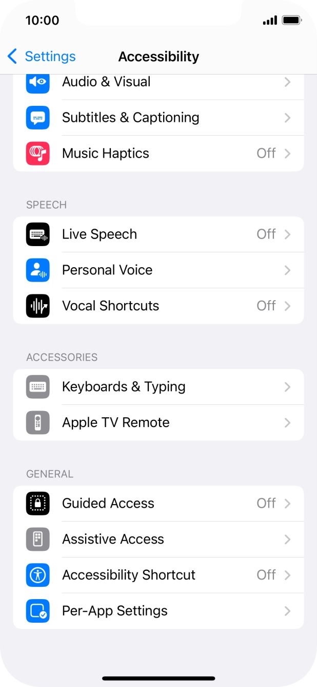 Press the required category below 'GENERAL' and follow the instructions on the screen to select the required settings.
