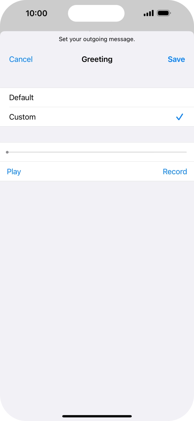 Press Play to play back your greeting.